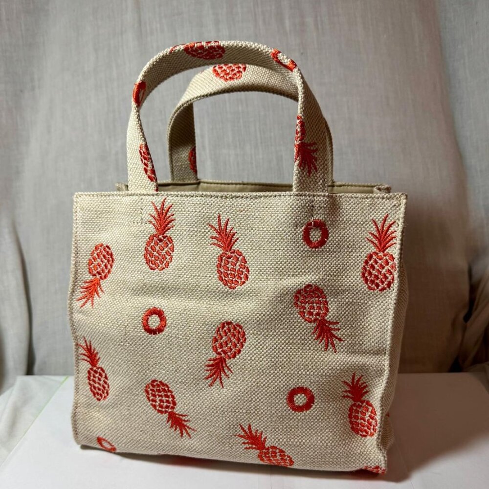 NWOT - Tamara Mellon Pineapple Canvas Handbag w/2 FREE GIFTS